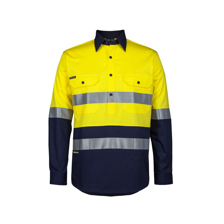 JB's Hi Vis (D+N) Close Front L/S 150g Work Shirt - 6HWCS