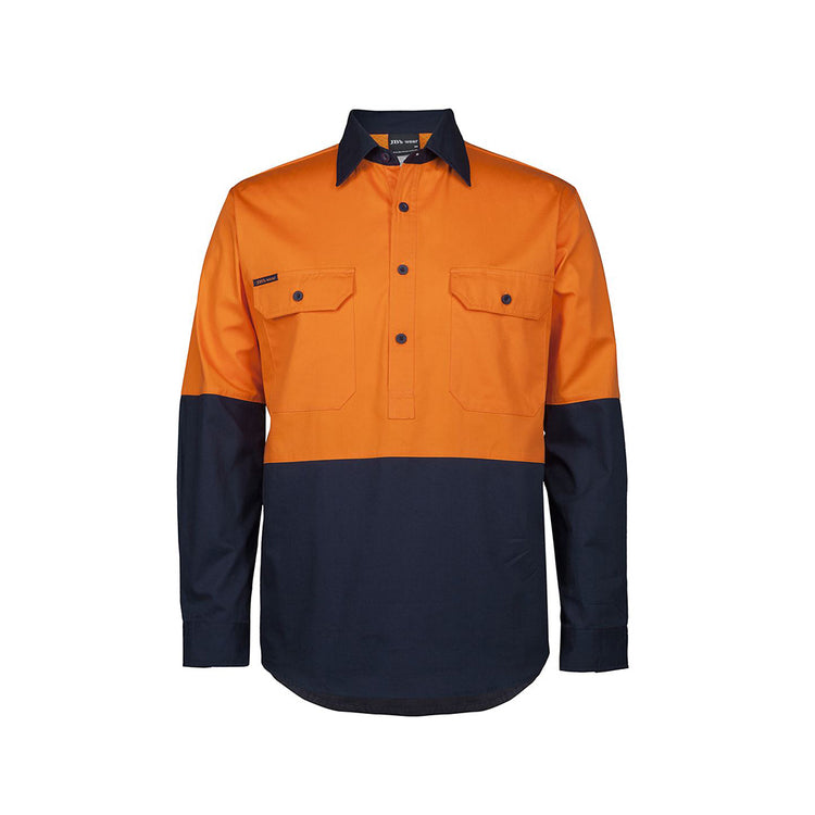 JB's Hi Vis Close Front L/S 150g Work Shirt - 6HVCS