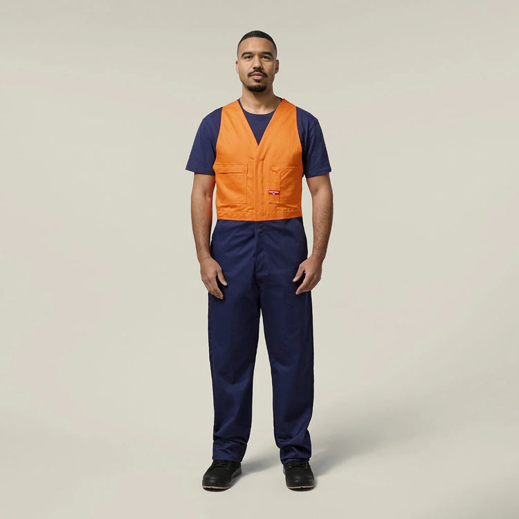 Hard Yakka Hi-Vis 2Tone Action Back Cotton Drill Overall - Y01526