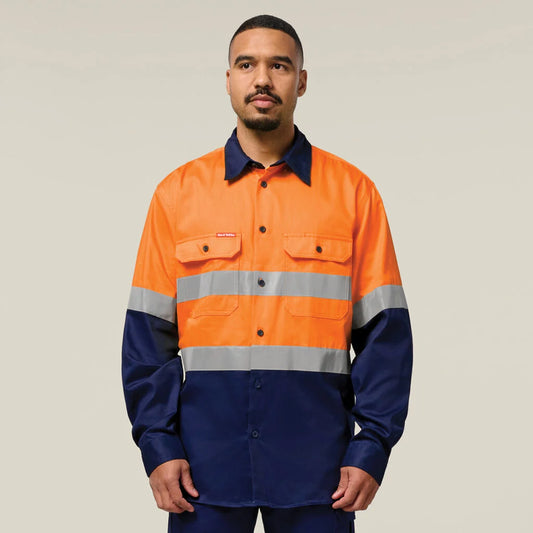 Hard Yakka Core Hi-Vis 2 Tone Taped Cotton Drill Shirt - Y04610