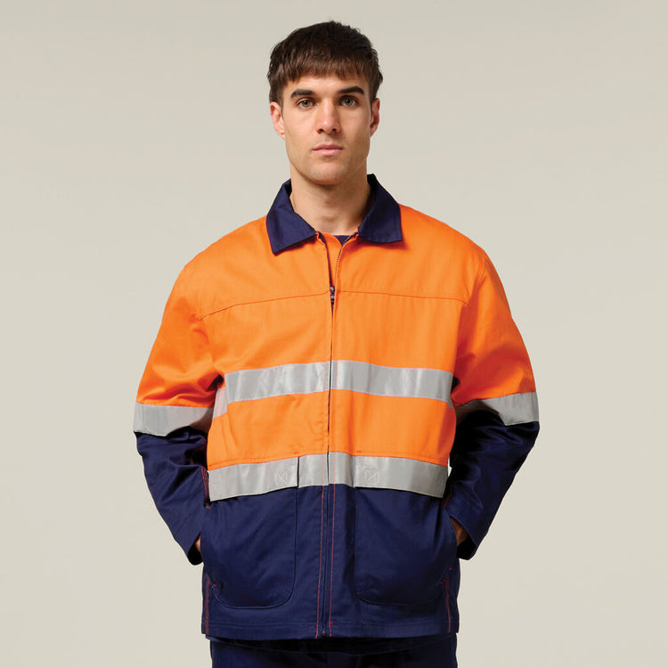 Hard Yakka Core Hi-Vis 2 Tone Cotton Drill Taped Jacket - Y06545