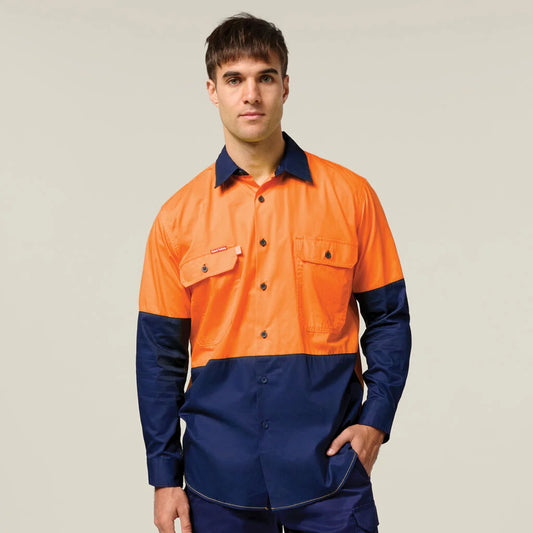 Hard Yakka Core Hi-Vis 2 Tone Vented Long Sleeve Shirt - Y07558