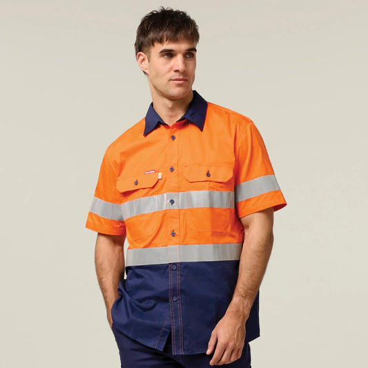 Hard Yakka Core Hi-Vis 2 Tone Taped Vented Short Sleeve Shirt - Y07735