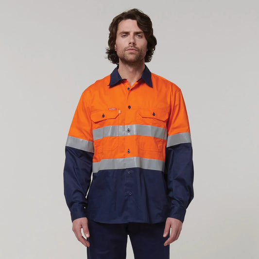 Hard Yakka Core Hi-Vis Long Sleeve 2 Tone Taped Vented Cotton Shirt - Y07940