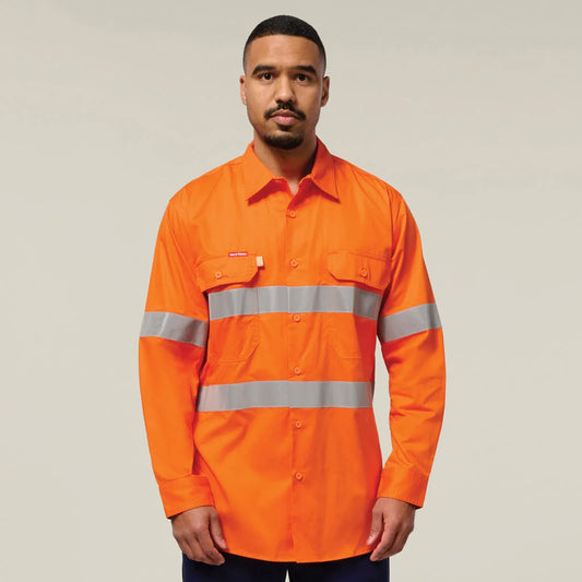 Hard Yakka Core Hi-Vis Taped Vented Cotton Twill Shirt - Y07996