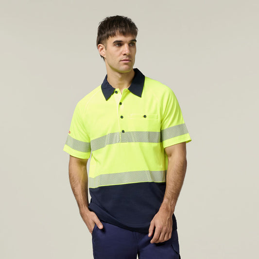 Hard Yakka Core Hi-Vis 2 Tone Taped Vented Short Sleeve Polo - Y11383