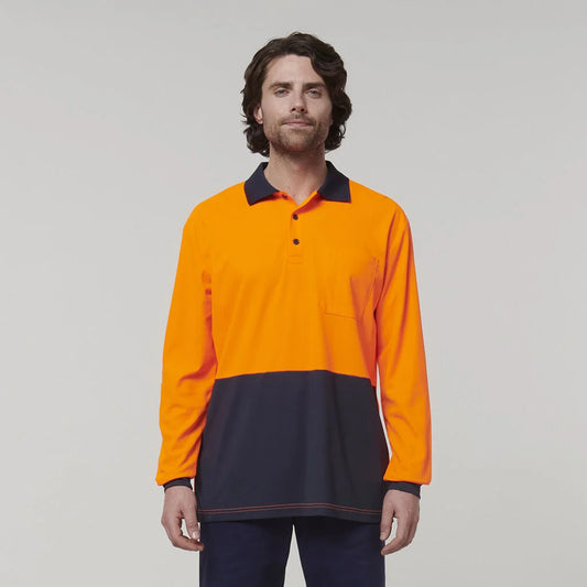 Hard Yakka Mens Long Sleeve Hi Vis Polo - Y19617